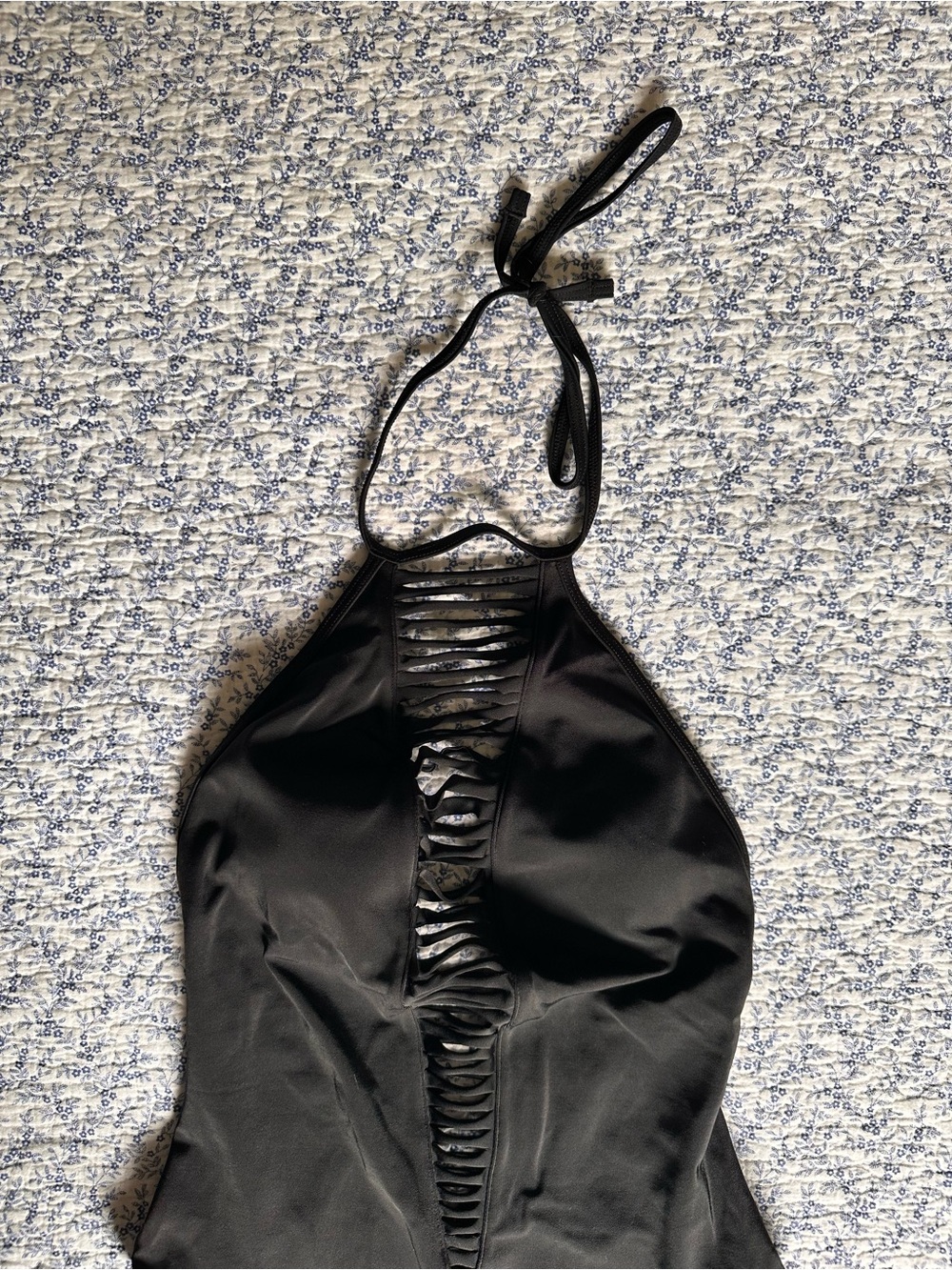 Victoria’s Secret Black Halter One-Piece Swimsuit with Front Ladder Cutouts